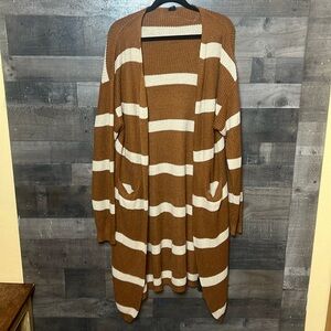 Cozy Long IJoah Brown and Tan Sweater